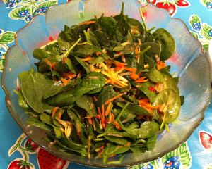 Karl’s Carrot and Spinach Salad with Orange Tarragon Dressing