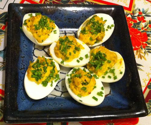 Karl’s Curried Deviled Eggs with Chives