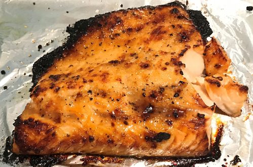 Karl’s Broiled Salmon with Ginger White Peach Glaze