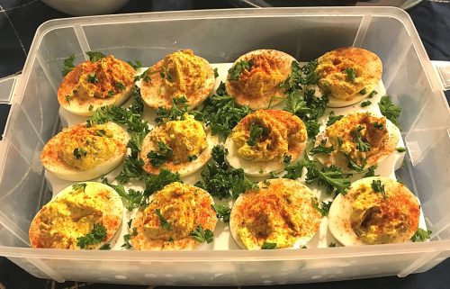 Karl’s Curried Deviled Eggs with Capers