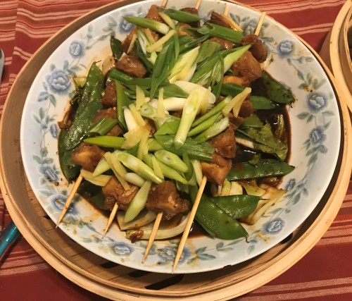 Karl’s Spicy Asian Steamed Cod Skewers with Vegetables
