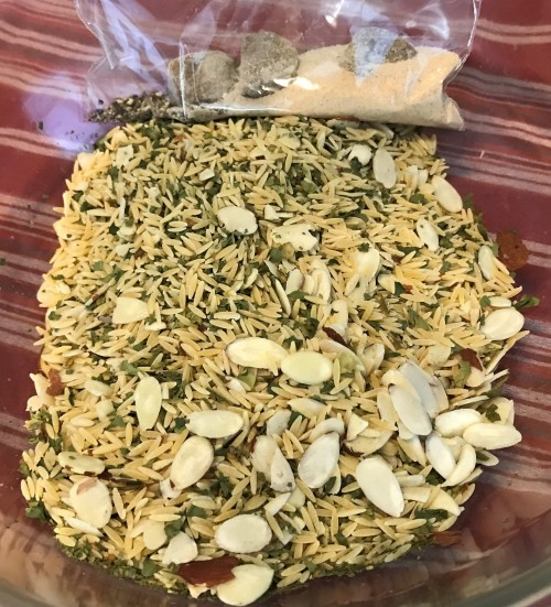 Karl’s Za’atar Orzo with Spinach and Almonds
